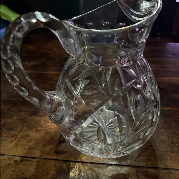 VTG American brilliant. Cut crystal pitcher art deco